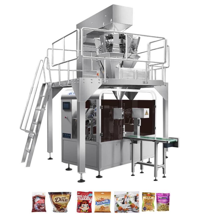 Automatic Pet Food Chips Date Rice Peanut Grain Packaging Premade Bag Packing Machine